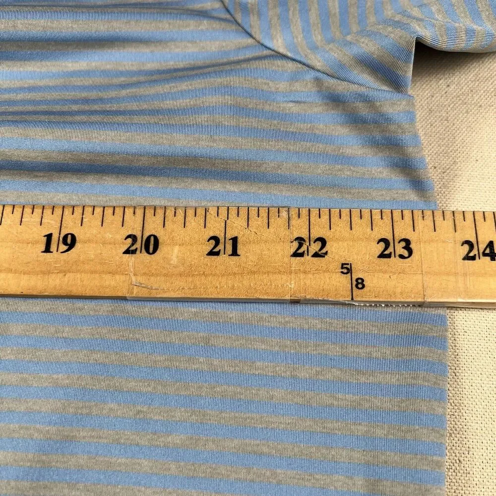 RLX Ralph Lauren Polo‎ Shirt Men’s Large Blue Gray Striped Embroidered Logo Golf
